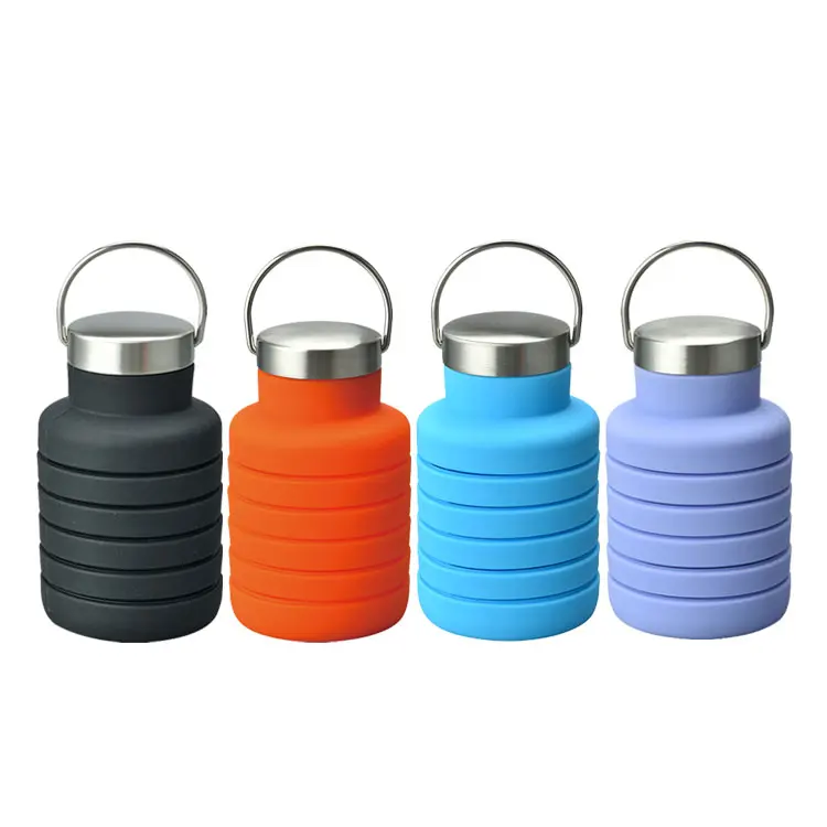 Foldable Water Bottle Reusable BPA Free Silicone Collapsible Water Bottle For Travel Gym Camping Hike