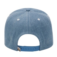 Topi Snapback Denim 5 Panel Logo Metal Custom OEM dengan Pinggiran Rata