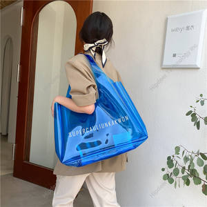 Custom logo Cute <b>Transparent</b> Waterproof Neon Candy Color Beach PVC Gift Shopping Tote <b>Bag</b> - Product Image 6