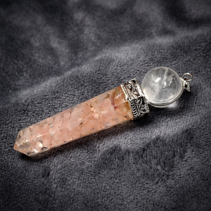 Rose Quartz Pendulum Polished Point With Clear <b>Crystal</b> <b>Ball</b> Silver CapHigh Quality Carved Engraved Rose Quartz Point <b>Crystal</b> - Product Image 5