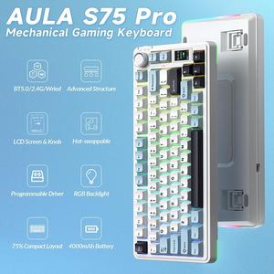 คีย์บอร์ดกลไก AULA <span class=keywords><strong>S75</strong></span> Pro 80 ปุ่ม แบบมีสาย/2.4G/สามโหมดปรับแต่งได้ พร้อมไฟไล่ระดับสี ขายส่ง - Product Image 2