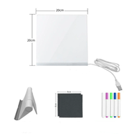 Tableau effaçable à sec en acrylique transparent avec LED blanches, support de bureau, décoration intérieure, notes réinscriptibles, pour bureau, commerce de détail