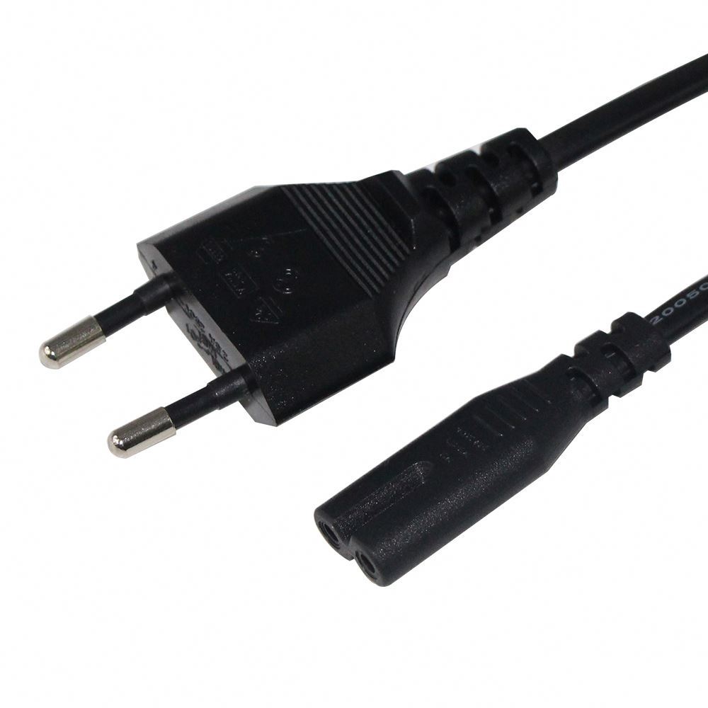 Eu Prise Électrique Ac Rallonge 2 Broches H03vvh2-f 2x0.75mm2 Figure 8 Câble D'alimentation