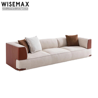 WISEMAX MÖBEL Moderne Luxus-Wohnmöbel Leder-Stoff L-förmige Ecksofa-Garnitur für Hotel Villa Wohnzimmer