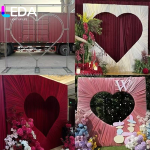 LEDA Customized Heart Shape Cloth Display <b>Stand</b> Wedding <b>Backdrop</b> Wedding Props Heart <b>Backdrop</b> <b>Stand</b> Fabric Heart Wrapped Frame - Product Image 3