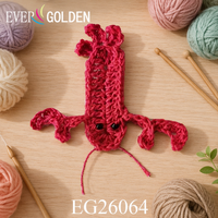 EG26064 6CM Nouveauté : Écussons brodés en crochet de dentelle motif homard pour vêtements et accessoires de cartes