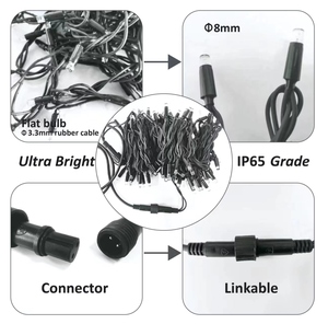10M/20m/30m Cable de goma conectable Navidad Led cadena luz al aire libre impermeable IP65 para fiesta decoración de vacaciones - Product Image 2