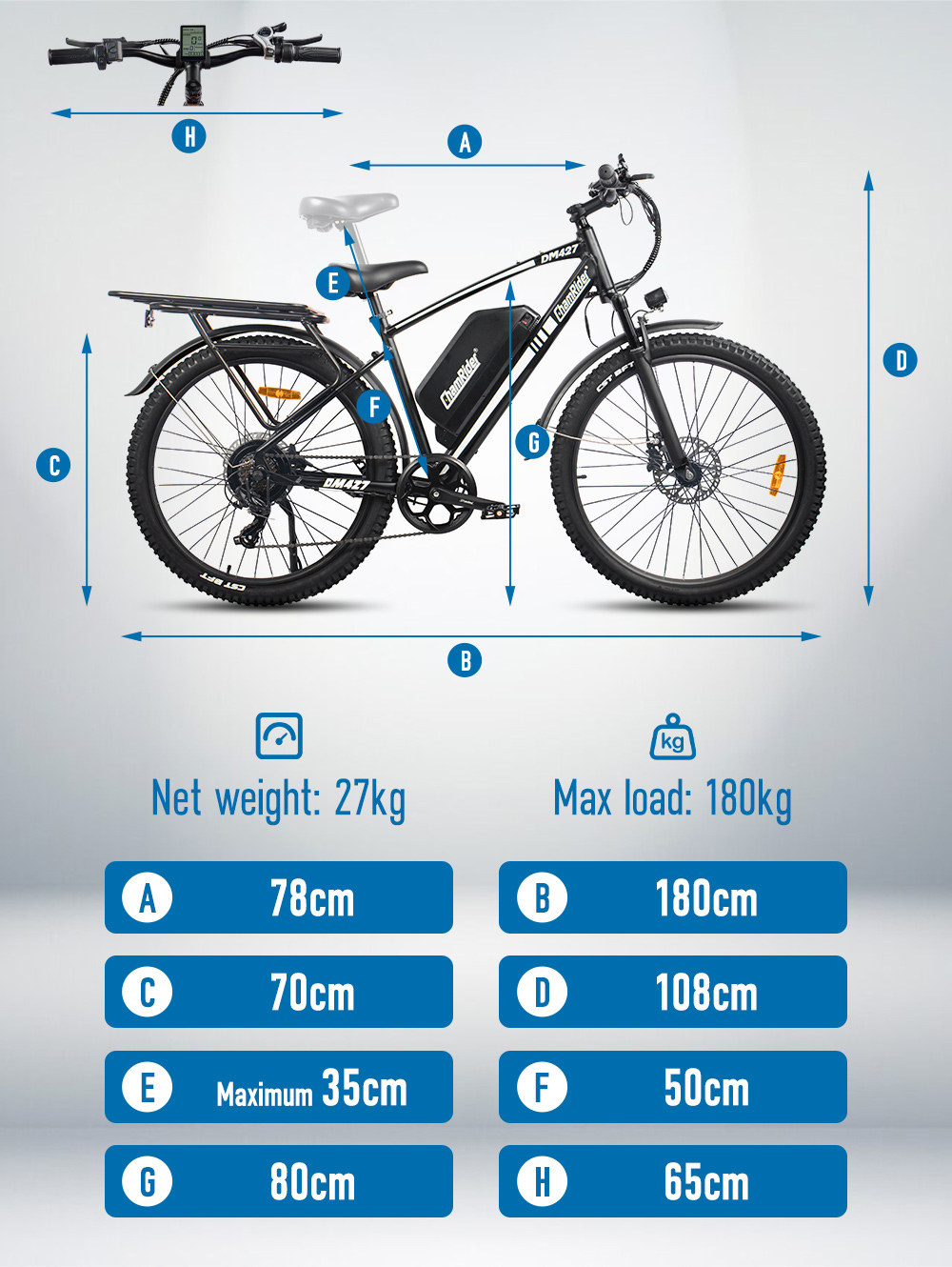 DM427 ChamRider 750W Electric Mountain Bike - 48V, 27Ah, 10 Speed