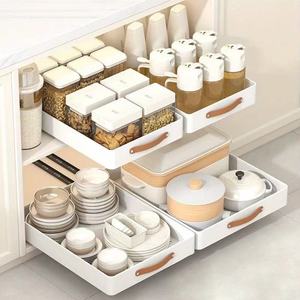 Kitchen Cabinet Pull Out <b>Storage</b> Rack Carbon Steel <b>Drawer</b> Style Organizer For Sink Multi Functional Interior Shelf Rectangle - Product Image 3