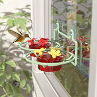 Mangeoire à oiseaux pour colibris à fixer sur fenêtre, petite, en métal, avec axe rotatif à 360 degrés, ventouse puissante, pour extérieur, facile à nettoyer et à remplir