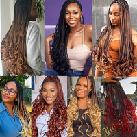 Cheveux synthétiques pour tresses françaises 5X de 22 pouces, 400g # Extensions de cheveux pré-étirées à double trame en fibre ignifuge 1B