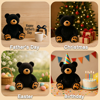 Peluche d'ours noir doux avec pattes, adorable animal en peluche pour cadeau d'enfant et décoration de la maison
