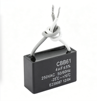 Condensateur à film polypropylène série CBB61 250VAC 4 UF 2 pour ventilateur de plafond, hotte aspirante, refroidisseur d'air