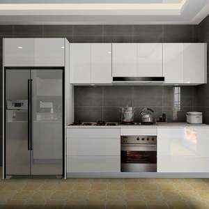 Armoires de cuisine de luxe en bois haut de gamme avec évier, robinet, charnières durables, modulaires, modernes, finition laquée blanche, fabriquées en Chine pour la maison - Product Image 1