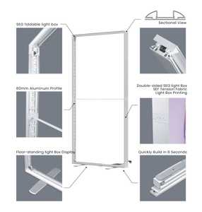 Boîte <span class=keywords><strong>à</strong></span> lumière SEG pliable avec cadre en aluminium et tissu tendu, présentoir portable pour stand d'exposition - Product Image 3