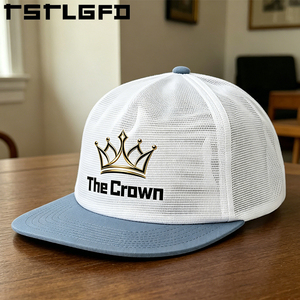 Custom Logo Full Mesh Trucker Hat Wholesale Bulk <b>Flat</b> Brim Structured <b>Cap</b> With Printed Logo Manufacturer - Product Image 1