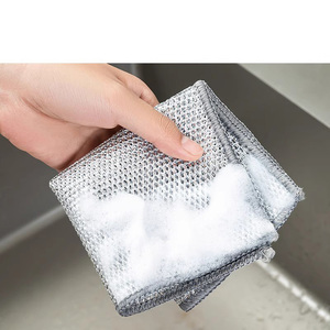 Éponges à vaisselle multifonctionnelles tout usage en fil d'acier, chiffons de nettoyage anti-rayures, éponges à récurer en fil d'acier double couche - Product Image 4