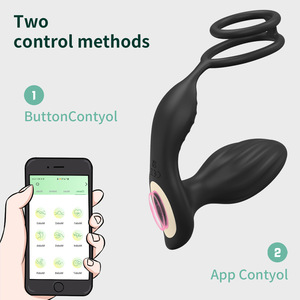 Nuevo Vibrador Anal con Control Remoto por Aplicación, Diseño de Doble Anillo, Rotación y Estimulación de Próstata, con Anillos Penianos, Venta al Por Mayor - Product Image 3
