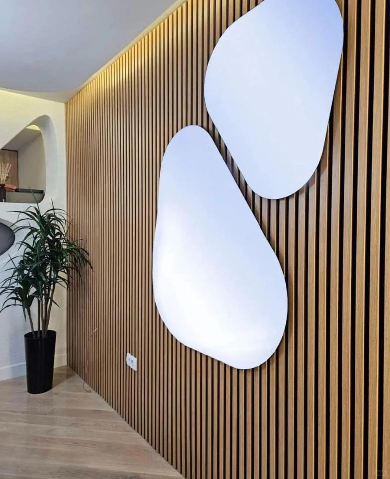 Wood Veneer Slat Acoustic Wall Panels 80% Noise Reduction Fireproof ...