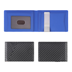 <b>Men's</b> Bi-Fold <b>Wallet</b> With <b>RFID</b> Blocking Multi-Card Slots Black Blue Carbon Fiber Design Minimalist Style Everyday Use - Product Image 5