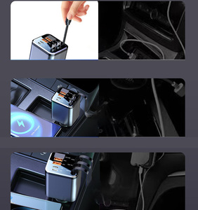 M14 7-In-1 ที่ชาร์จโทรศัพท์ในรถยนต์แบบเร็ว สายเคเบิลแบบยืดหดได้สามเส้น ชาร์จเร็ว 180 °   จอแสดงผลดิจิตอล LED ปรับทิศทางได้ - Product Image 4
