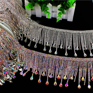 Lusso 8.5cm di cristallo strass frange Trim strass in ottone a catena <span class=keywords><strong>per</strong></span> abito da sposa - Product Image 3