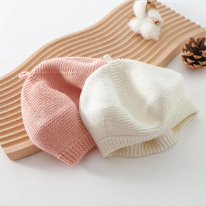 Stock prêt béret enfants de couleur bonbon chapeau coton <span class=keywords><strong>tricot</strong></span>é chaud béret pour petites filles à la mode bébé enfant en bas âge accessoire - Product Image 2