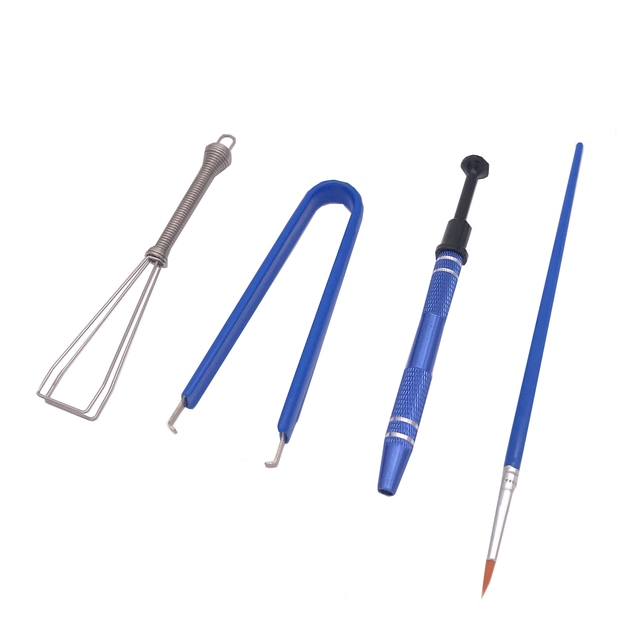 4pcs Keyboard Lube Tools Set Keycap Metal Puller Remover Switch Stem Holder Lube Brush Lubrication Pen Electronic Accessories