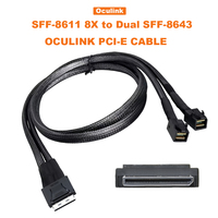 Kabel OCuLink SFF-8611 8i ke 2x Mini SAS HD SFF-8643 74Pin ke Dual 36Pin Kabel Ekstensi Data Backplane Server