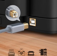 Câble USB-C vers USB-B en nylon tressé de qualité supérieure, conducteur en cuivre pur, charge rapide, haute vitesse 480 Mbps pour ordinateur, clavier MIDI