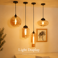 Suspension en verre teinté ambre, luminaire décoratif d'intérieur, lampe suspendue, idéale pour bar, restaurant, café, éclairage artistique classique fait main