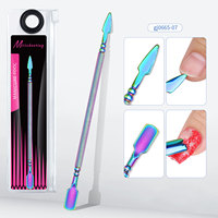 Nouvel outil de manucure double tête en acier inoxydable pour repousser les cuticules et le vernis, lime à ongles en titane, outil de dépose des ongles