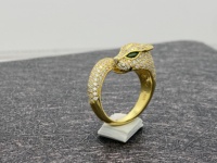 Bague Panthère en Argent 925 Plaqué Or 18K avec Diamants CZ Pavés pour Hommes et Femmes, Bijoux Léopard Animal