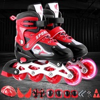 Patins à roulettes agressifs pour enfants en gros, tailles réglables, roues clignotantes en PVC, chaussures de roller pour enfants, casque ABEC-7