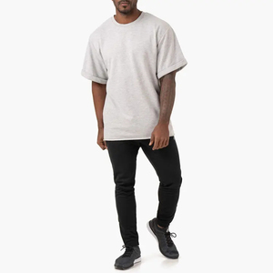 Qualità Premium logo personalizzato O collo tinta unita maniche piegate 100% cotone <span class=keywords><strong>t</strong></span>-<span class=keywords><strong>shirt</strong></span> da uomo - Product Image 5