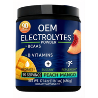 Poudre d'électrolytes pour adultes OEM 486g saveur pêche-mangue BCAA Vitamines B Créatine 90 portions Complément alimentaire sportif pour l'hydratation