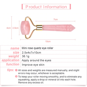 Rullo di Cristallo in Quarzo <span class=keywords><strong>Rosa</strong></span> Naturale Anti-Invecchiamento per Occhi, Mini Rullo in <span class=keywords><strong>Giada</strong></span> Naturale Anti-Rughe - Product Image 2