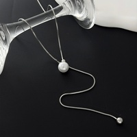 Collier minimaliste en acier inoxydable avec pendentif carré/boule pour femme, simple, long, style lariat, accessoires quotidiens