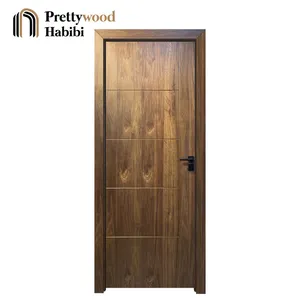 Prettywoodモダンインテリアドアソリッド木製アメリカンブラックウォールナットバスルームベッドルームリビングルームドア家用