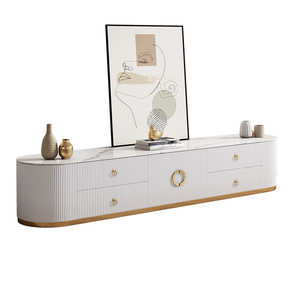 Hiện đại tối giản kem trắng TV Tủ Bàn cà phê thiết lập ánh sáng sang trọng đồ nội thất nhà với bảng đá & Tủ phòng khách - Product Image 5