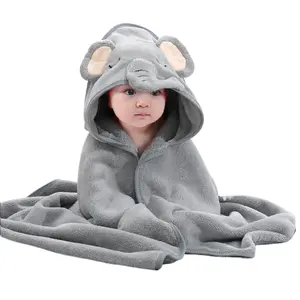 Manufacturers wholesale baby hooded cloak bath towel cartoon baby swimming coral velvet bath robe children's bath