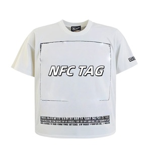 Camiseta Oversize de Algodón Grueso con Hombros Caídos y Corte Cuadrado para Hombre, Estilo Hip Hop, Tallas Grandes, con Escaneo NFC, para Dropshipping - Product Image 1
