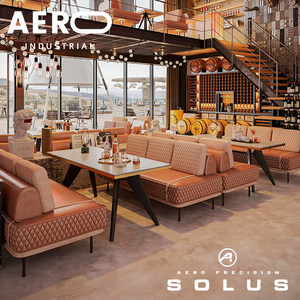 Canapé de bar commercial en PU de style industriel, combinaison table et chaises, mobilier de <span class=keywords><strong>restaurant</strong></span>, bistro, café - Product Image 4