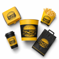 Lots de plats à emporter pour restauration rapide, personnalisables, écologiques, jetables, pour burgers, poulet frit et sandwichs, avec pelliculage mat