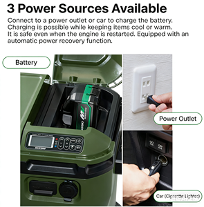 HiKOKI 14.4/18V Glacière Portable Sans Fil UL18DE 36 L Grande Capacité 3 Compartiments Mode -0.4F 140F (-18C +60C) Utilisation Automobile - Product Image 4