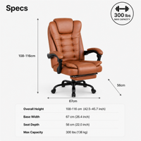 Chaise de jeu pivotante ergonomique en cuir PU avec massage et hauteur réglable pour l'e-sport et le bureau à domicile