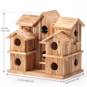 Casa para Pájaros de Madera con 10 Compartimentos, Nido Grande Multifamiliar para Colgar en el Jardín, para Pinzones y Pájaros Azules - Product Image 2