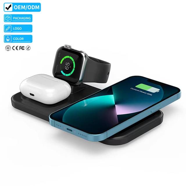 Justlink 3-in-1 Wireless Charging Station 15W Fast Charge with Pluggable Watch Module Transparent Design for Phone Earbuds