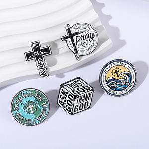 Pin esmaltado de creencia religiosa con Cruz de Jesús, <span class=keywords><strong>no</strong></span> te preocupes, que Dios esté contigo, pide confianza, gracias a Dios, broches, insignia de solapa, regalo de joyería - Product Image 3