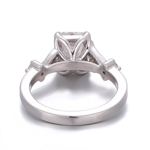 Bagues fines en diamant de laboratoire de taille radiant personnalisée DEF VVS, or blanc 18K 14K 10K, bijoux en or massif pour femmes, fiançailles, mariage - Product Image 3